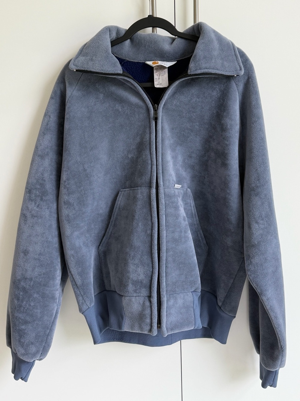 Vintage Carhartt Fleece Zip-Up Jacket Gray Large USA Made Workwear 753T